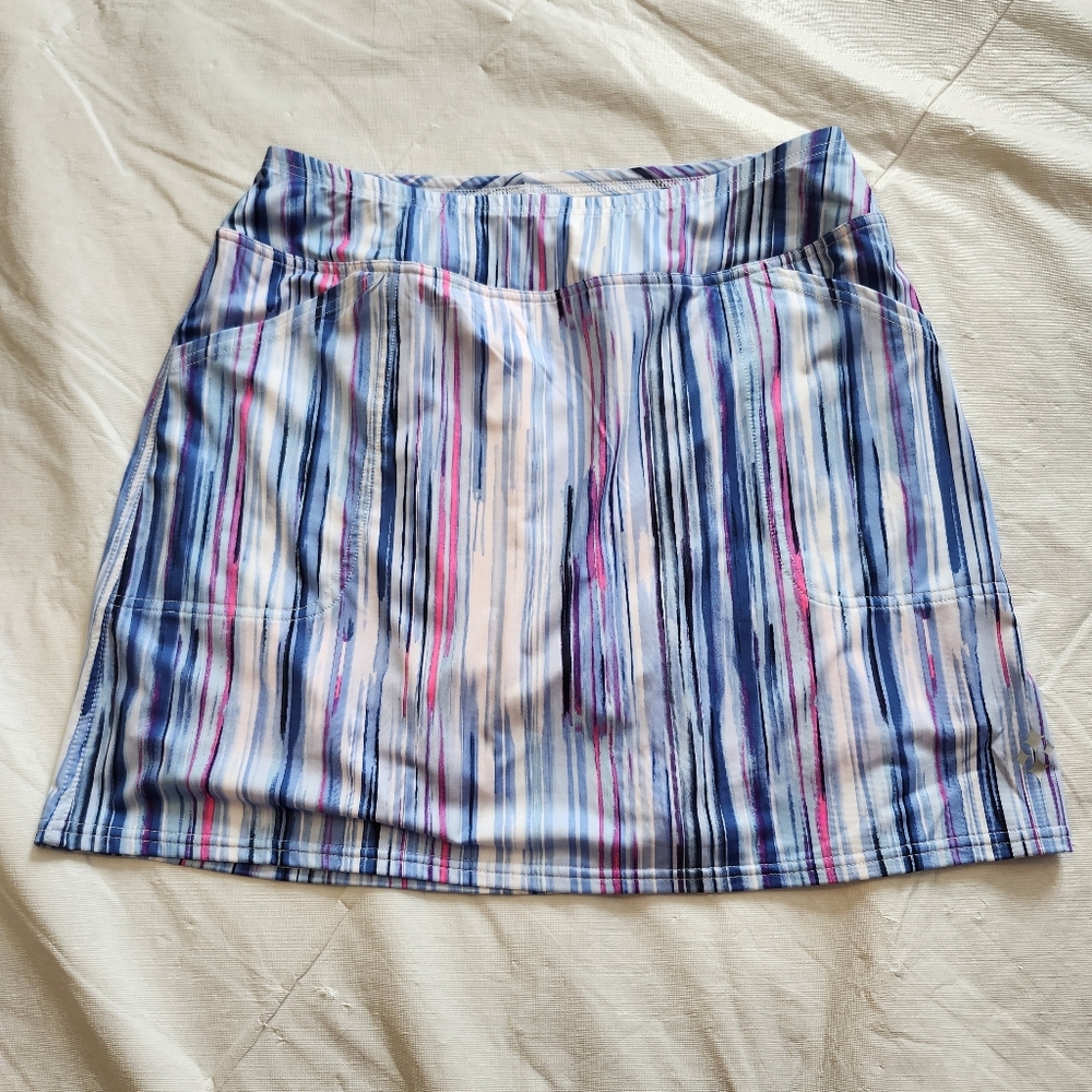 Jofit Size Medium Blue and Pink Striped Skort